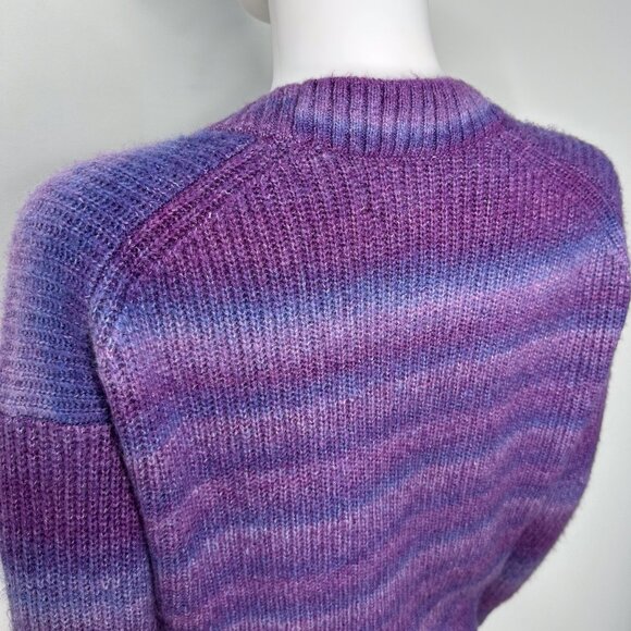 Loft Spacedye Ribbed V-Neck Long Sleeve Button Cardigan in Purple Multi Size S - Picture 12 of 16